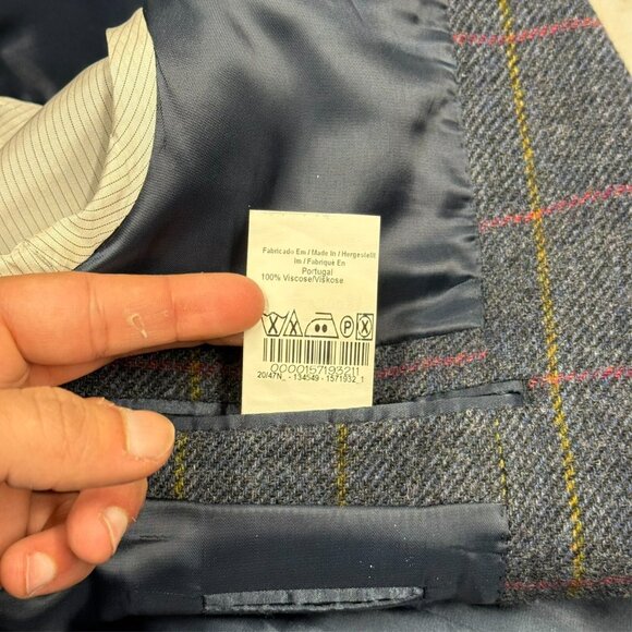Don Lopo Tweed Blazer Wool Sport Coat Windowpane Blue 38R - Picture 10 of 10